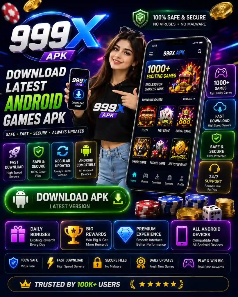 999X Game APK Android casino gaming banner