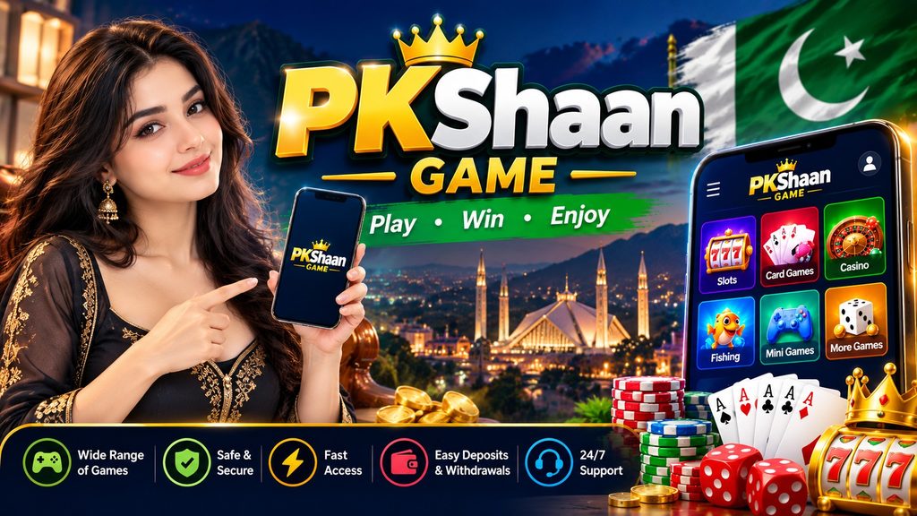 PKShaan Game logo with gold crown and casino gaming symbols
